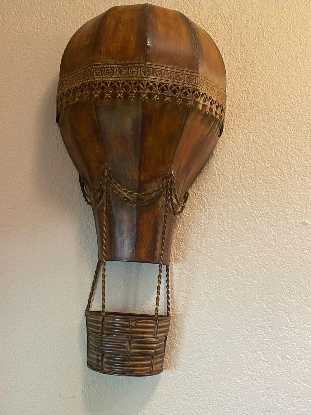 Handcrafted Brown Hot Air Balloon Wall Décor Pair - Rustic Home Accents